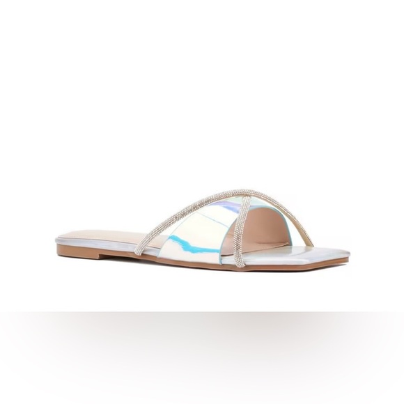 Fashion To Figure Sylvie Silver Holographic Iridescent Rhinestone Sandals 7 - Picture 4 of 16